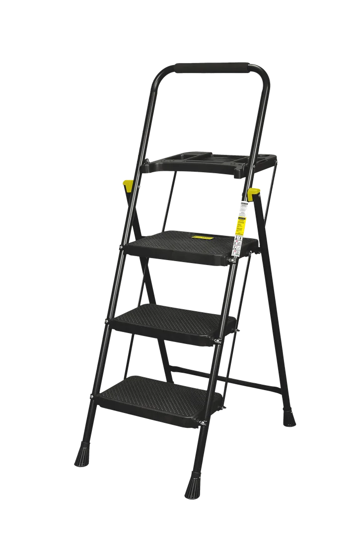 ESCALERA BLACK MAX "PLUS" 3 PELDAÑOS CON BANDEJA PORTAHERRAMIENTAS